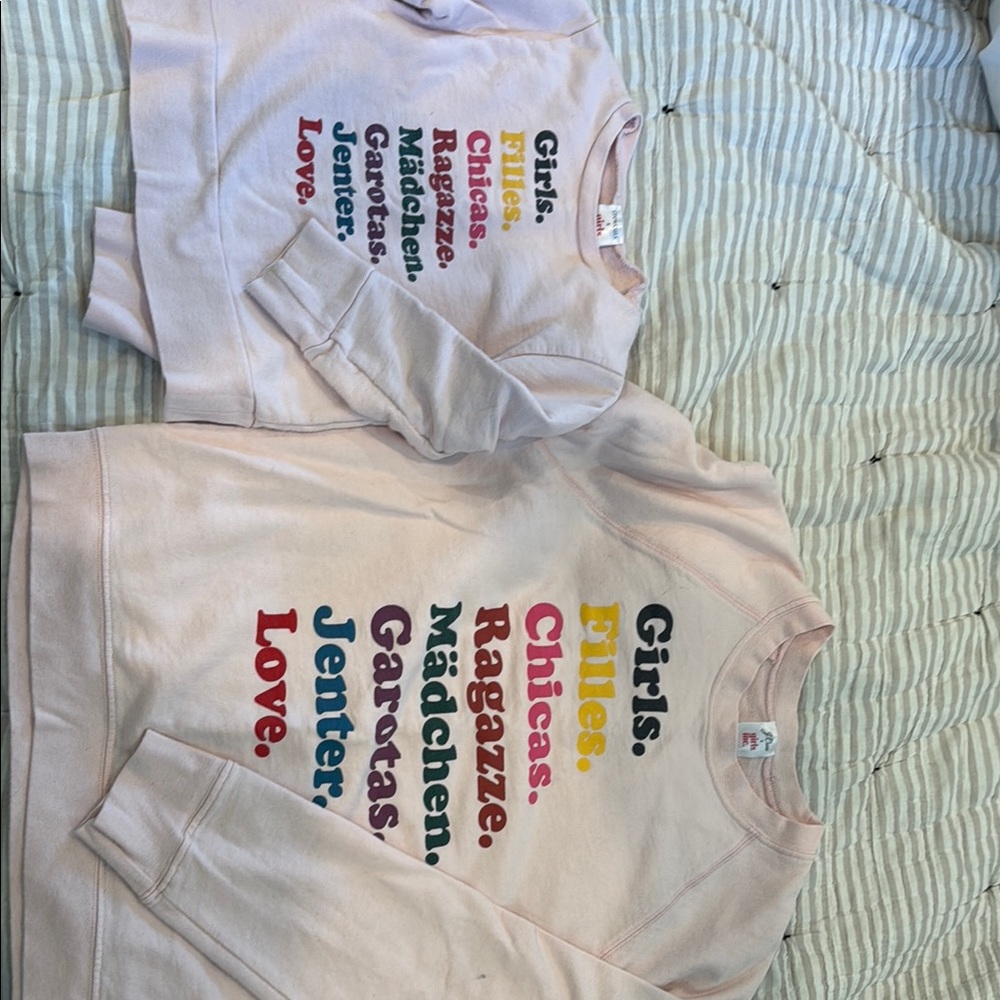 J. Crew Pink Sweatshirt Vibrant Graphic Design